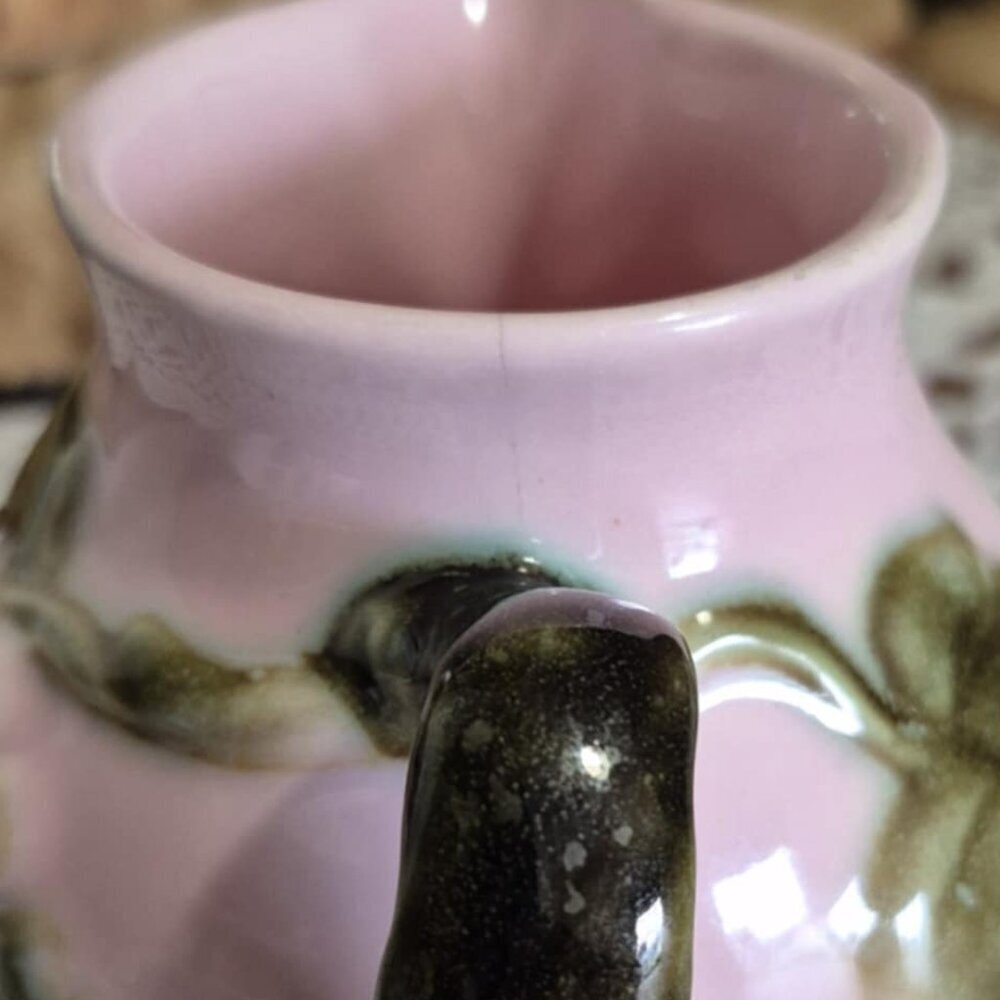 HULL POTTERY Tuscany Tokay 50s Vintage Pink & Green Vines Tea Set - Picture 13 of 16